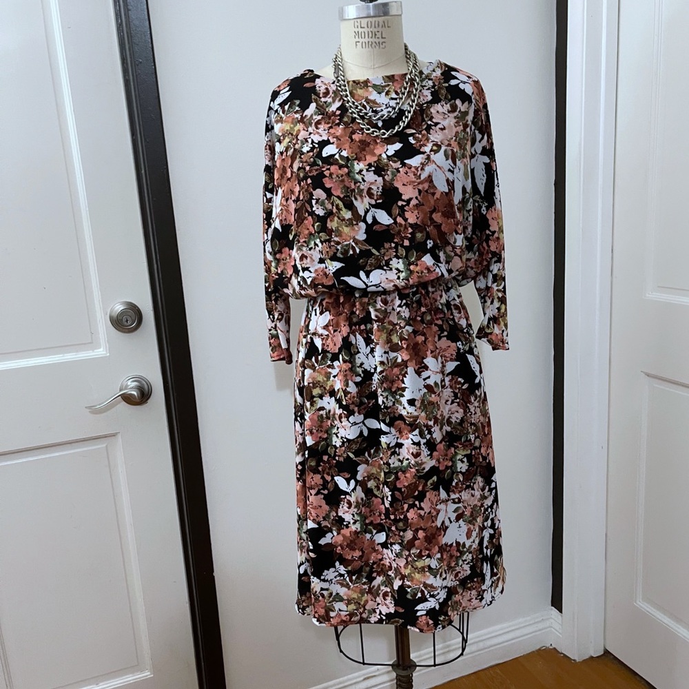EllumiNation Cinched waist Printed Dress